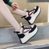 Thick-soled Heightening Women's Autumn New Versatile Sports Shoes Soft Leather Breathable Casual High-top Women's Shoes