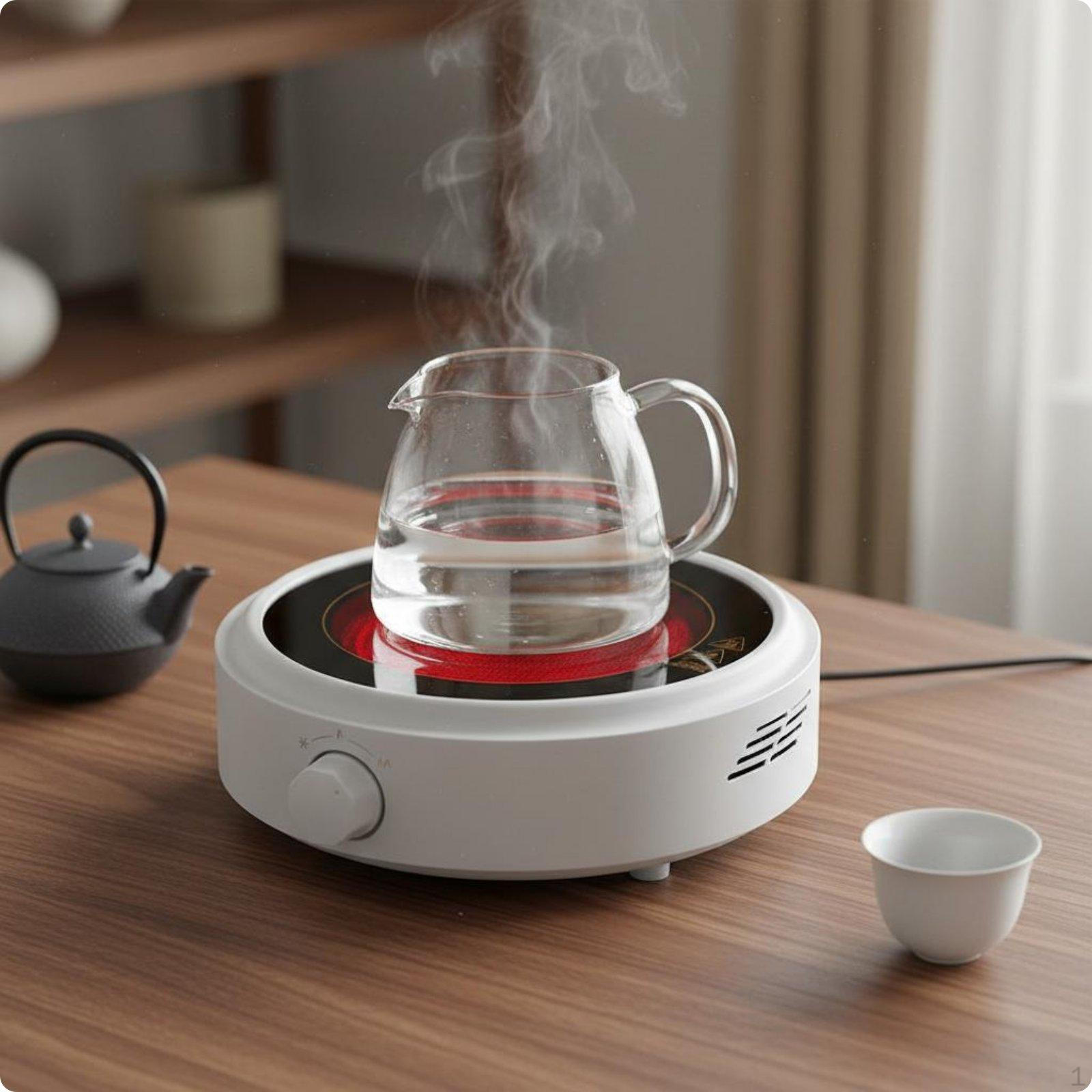 Ceramic Heating Plate MultiUse Electric Tea Warmer Even Portable Heater White