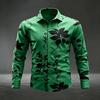 Herren Floral Leaf Print Langarmhemd Mode Slim Fit Button-Down Lässige Blusen Tops
