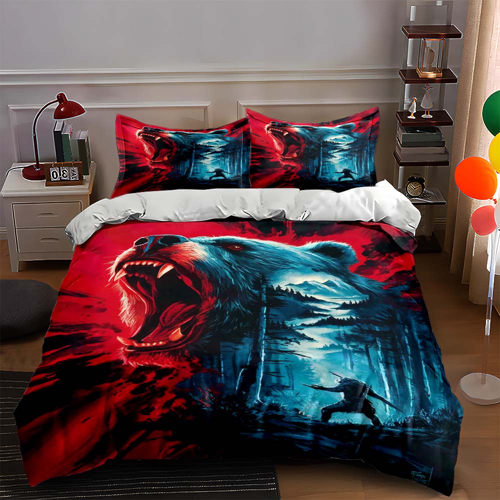 

Fierce bear design Bedding Duvet cover sets Duvet covers Pillowcases gifts (1 * Duvet Cover 2 * Pillowcases, without duvet insert) 135x200cm
