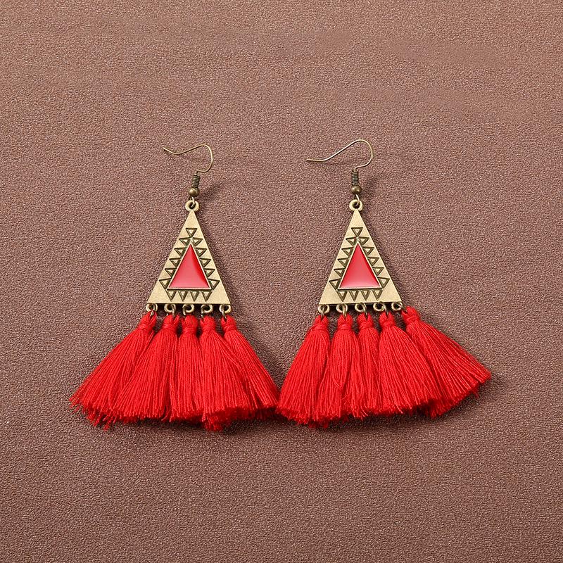 Handmade Retro Bohemian Ethnic Tassel Earrings for Women, Long Thai Style