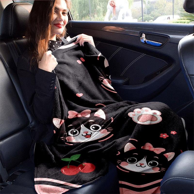 1pc Kitten Printing Lightweight Flannel Blanket, Comfortable and Warm Blanket, for Camping Sofa Bed and Couch Office, Gift