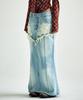 THEVINYLHOUSE Destroyed Double Denim Skirt Light Blue