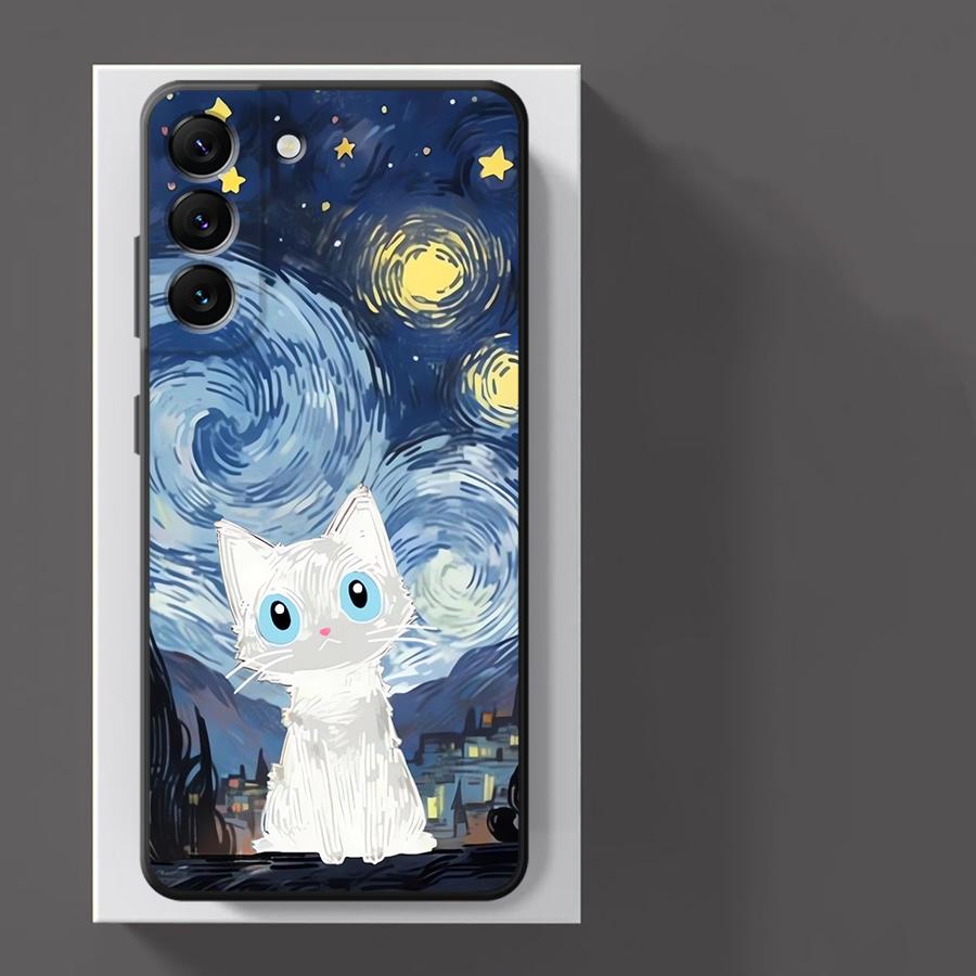 Van Gogh Starry Night Cat Case for Xiaomi Redmi Note 12 Pro 7 8 11s 12s 13 Pro Plus 10S 9S 11 14 10 9 Funda Phone Cover