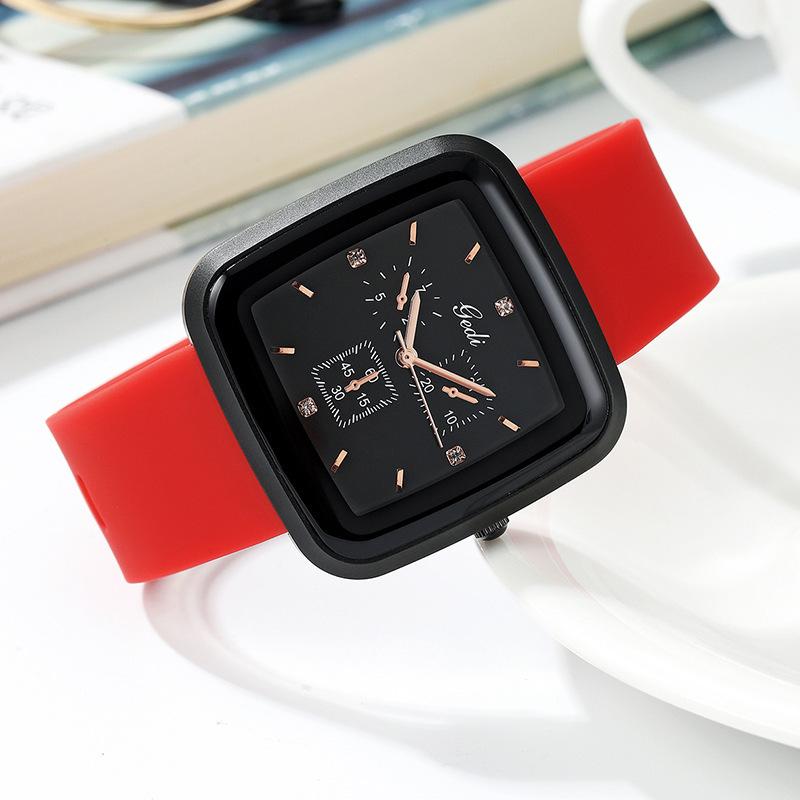 Trendy Temperament Square Simple Casual Student Watch Fashionable Silicone With Large Dial Women'S Quartz Watch