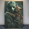 Canvas Painting Jason Mask Halloween Costume Anime Horror Freddy Vs. Jason Theme Film and Television Role-playing Mask for Living Room Decoration