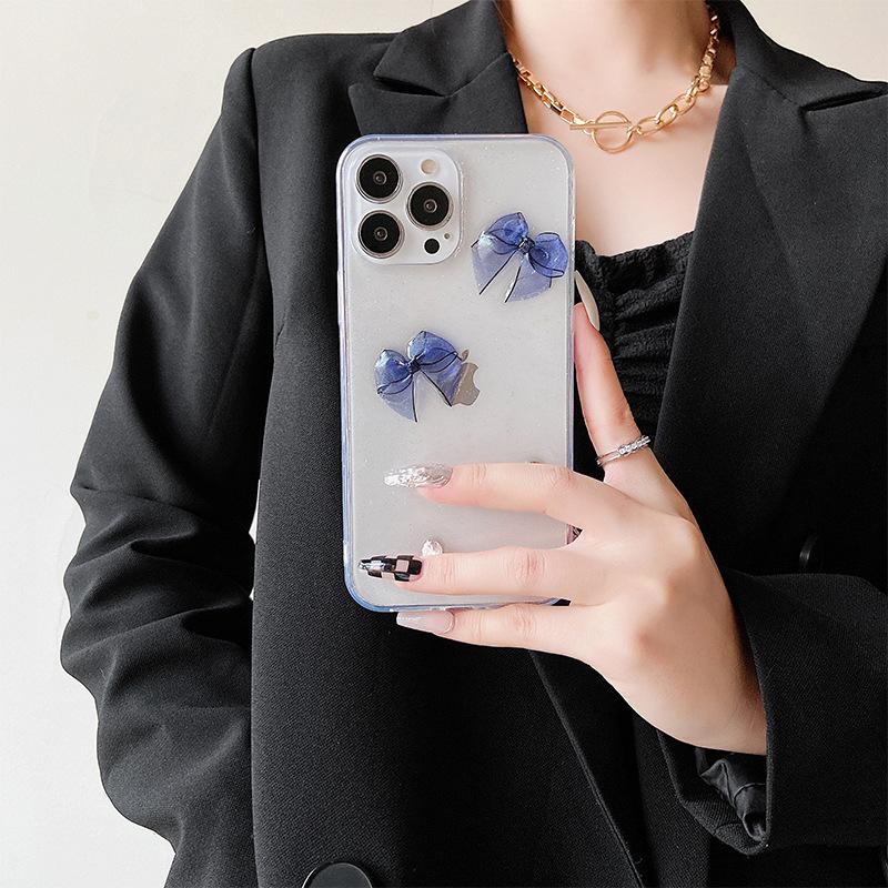 Apple 16Promax Case For Iphone 17 Lace Bow 15Pro Glitter Women'S Transparent