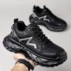 Fashion Spring Autumn Leather Platform Sneakers for Men Fashion Soft-soled Casual Running Shoes Man Designer Black Zapatillas Hombre