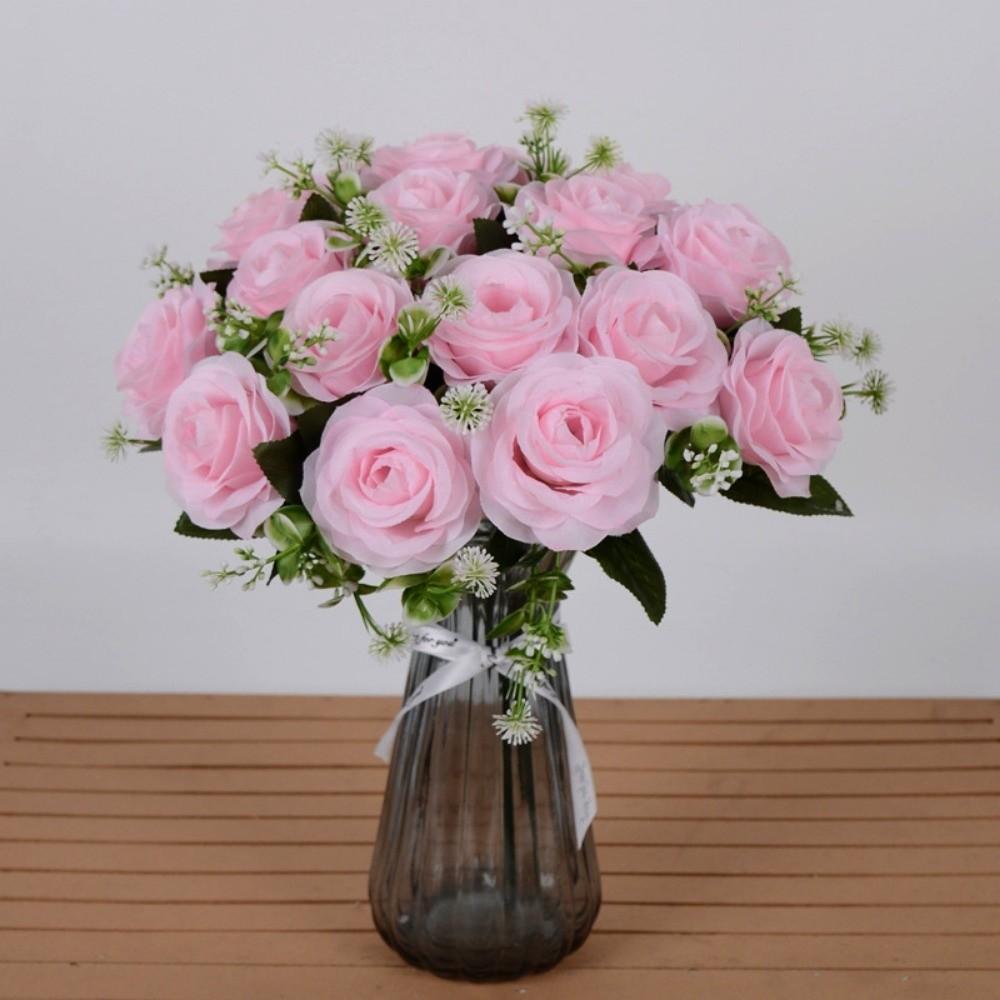 18 Heads Real Happy Flower Mini Crystal Grass Bouquet Rose Flowers Decorative  Home Decorative