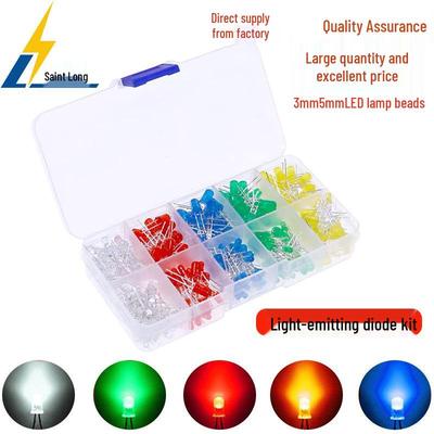 Lâmpadas LED F3/5MM: Diodos Emissores de Luz Sortidos Multicores (Vermelho, Verde, Azul, Amarelo, Branco) Conjunto em caixa