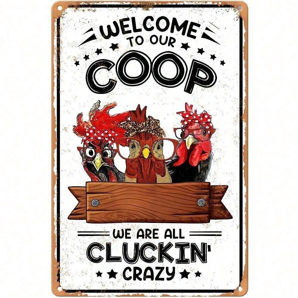 

Metal Poster Wall Art Vintage Chicken Bird for Coop Farmer Gift