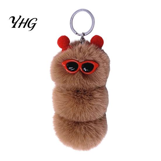 Soft Plush Keychain Sunglasses Caterpillar Keychain, Stuffed Keyring Pendant for Bag Decoration Bags & Car Keys, Decorative Backpack Purse Accessory
