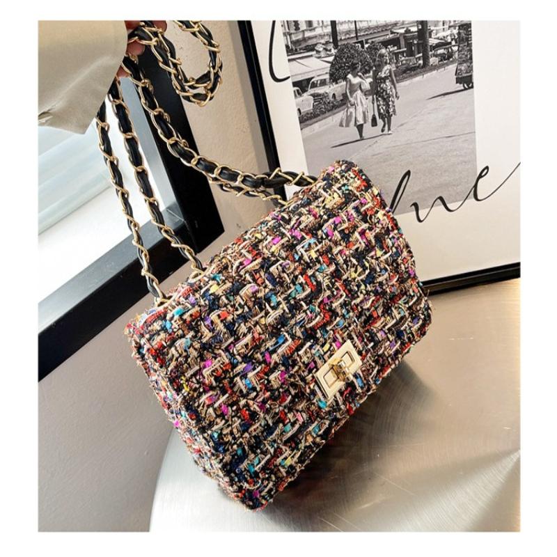 1Pc Xiaoxiangfeng Woolen Bag Women's Bag New Trendy Popular Korean Version Fashion Versatile Chain Single Shoulder Messenger Bag