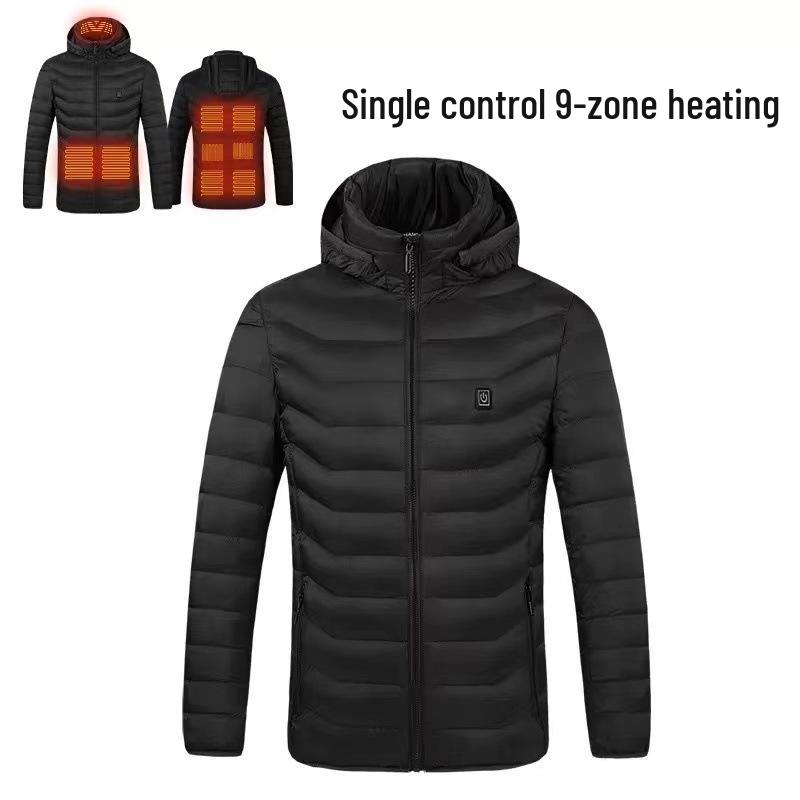 Men's Dual-Control USB Heated Cotton Coat with Nine-Zone Electric Heating