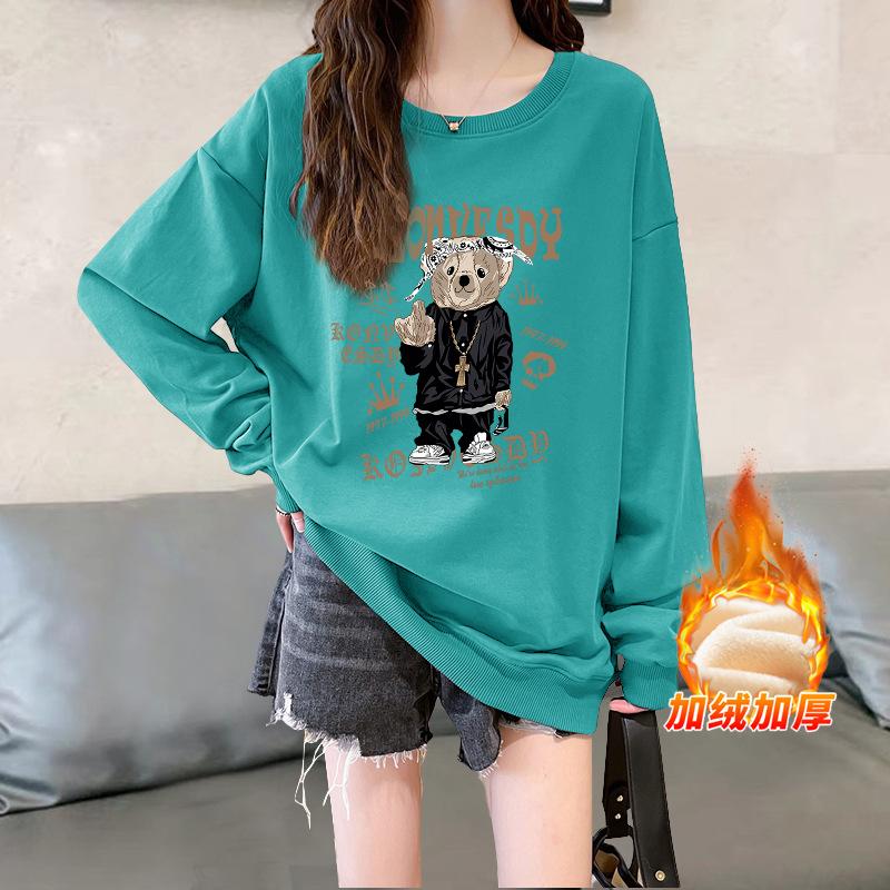 2025 new popular European products loose small man velvet thickened round neck no hat sweater women's spring, autumn and winter models