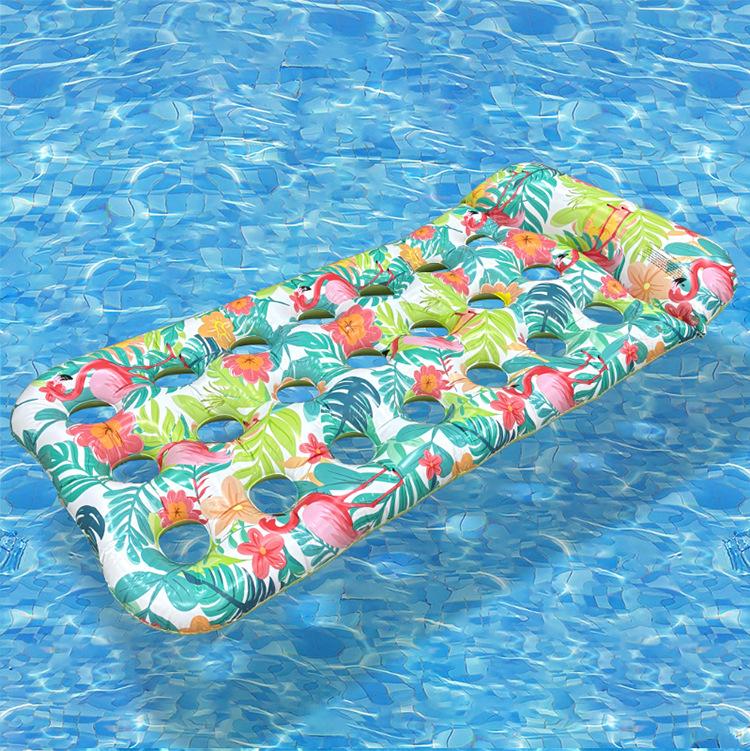 Cross-Border Holey Leaf Flamingo PVC Inflatable Floating Bed for Summer Pool Entertainment 165*75cm небесно-голубой