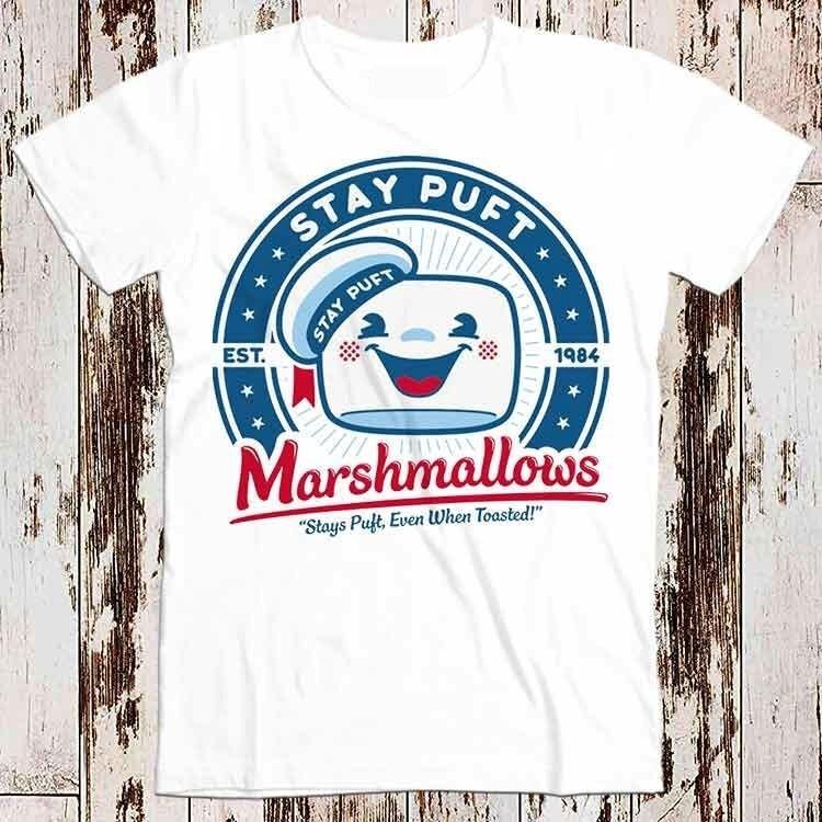 Retro 80s Movie Style Tee Marshmallow Character Graphic Cult Film T-Shirt S разноцветный