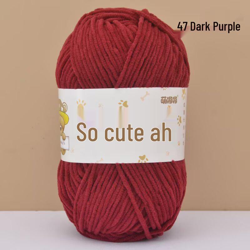 Chenille Crochet Yarn - Medium Thick Hand-Knitted for DIY Crafts & Dolls