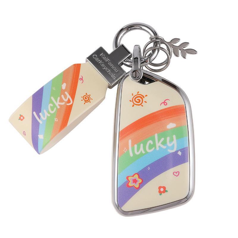 Cadillac CT5 Rainbow Cartoon Pattern Key Cover: Full Package TPU Protective Shell for XT5/XT4/XT6 Model.