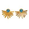 Retro fan-shaped stainless steel stud earrings, high-end gold earrings, niche design light luxury earrings