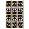 3 Panel Room Divider Brown and Black Solid Wood Paulownia