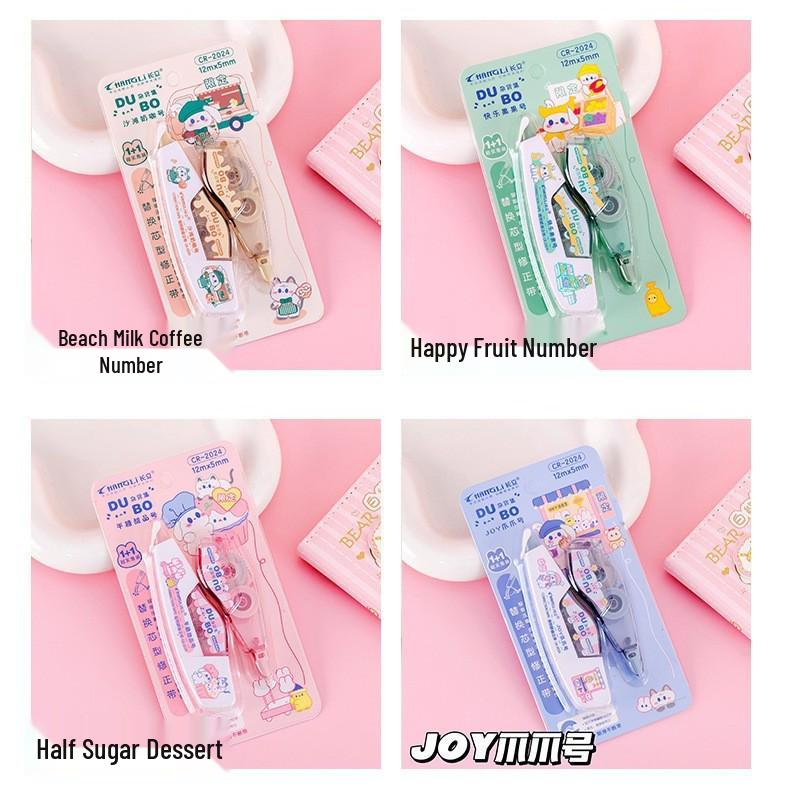 Cartoon Portable Correction Tape with Replaceable Core – Ideal for Students, Smooth Application