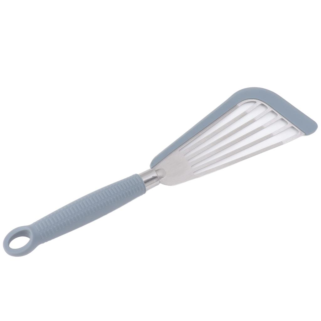 Silicone Fish Spatula Stainless Steel Slot Nonstick Coating Spatula for Frying Beefsteak Egg Grey