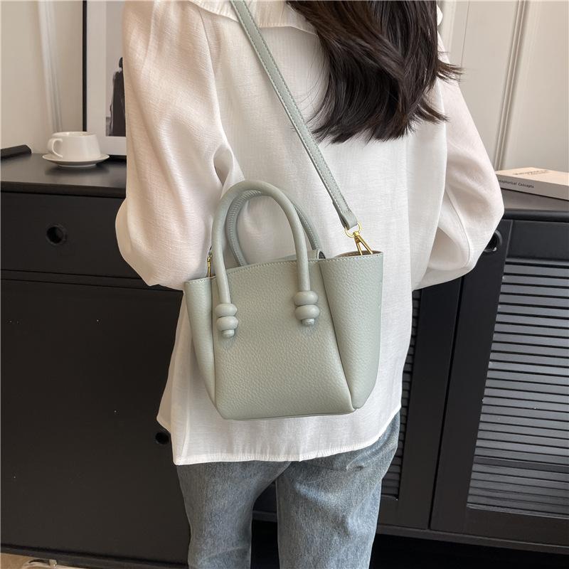 Fashionable Women PU Leather Pack  Summer New Simple Solid Color Crossbody Bag Casual Female Handle Bucket Bags
