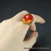 Amber Flower Inlaid Beeswax Ring - Elegant Yellow for Birthday or Girlfriend Gift