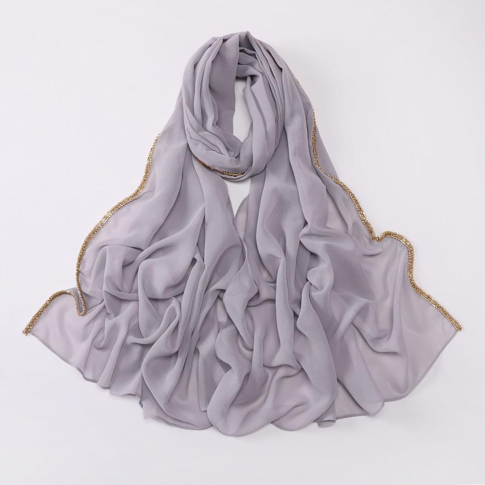 Vielseitiger Eleganter Seidenschal Strahlendes Langes Sonnenschutz-Schal Diamantrand-Design Weiches Ramadan-Kopftuch Damen Kopfbedeckung
