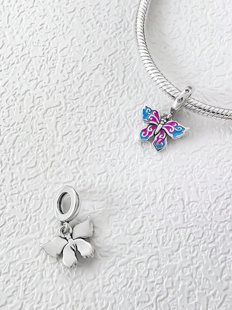 Charms Silber Kupferfarben Bunte Schmetterlinge Perlen Charm Anhänger Für Original Armband Für Frauen DIY Schmuck Liebesgeschenk