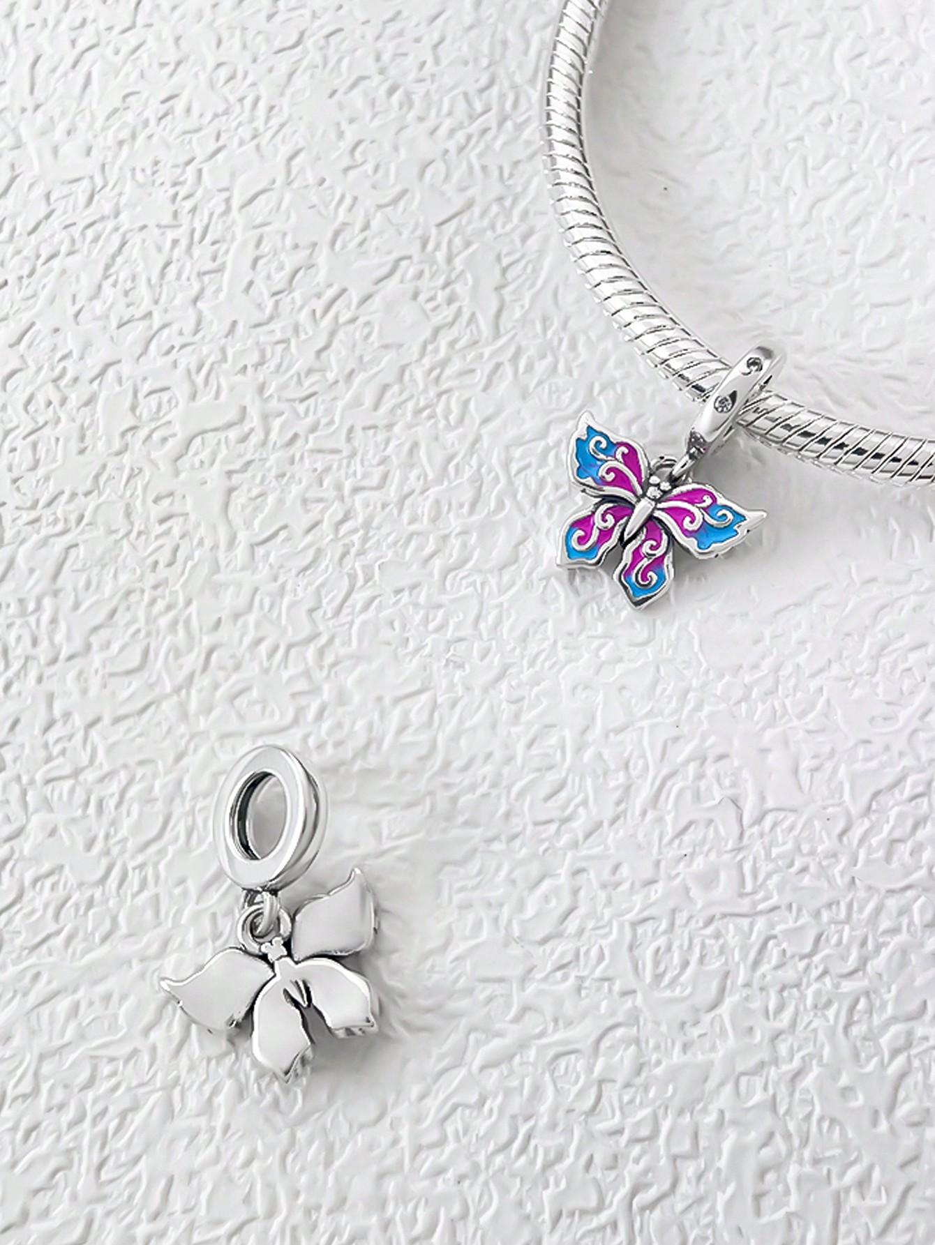 Charm Bead Components Plata Colorful Butterflies Bead Components Charm Bead Component Copper Metal Plated Compatible With Charm Bead Components