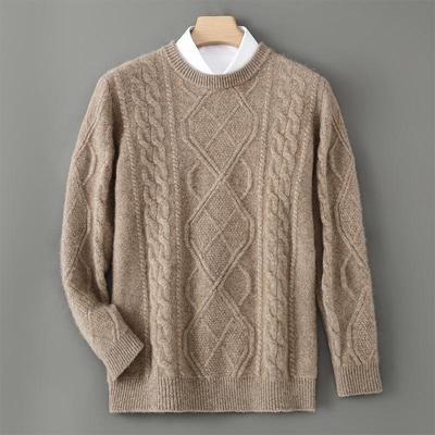 Men's Wool Round Neck Sweater - 2025 Fall/Winter Fashion Knitwear, Casual Loose Fit, Thickened Base Layer