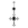 Hängande navelpiercing i rostfritt stål med kors Punk Cool Navelnagel För Kvinnor Kroppspiercingsmycken
