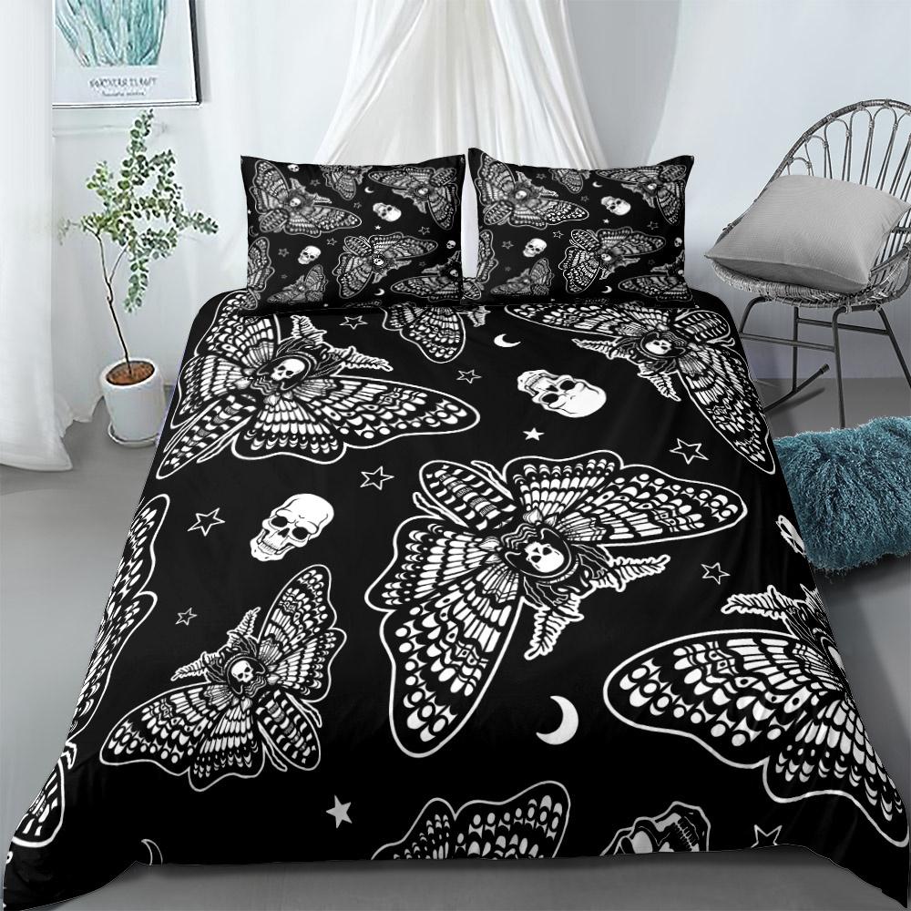 Motten Totenkopf Bettwäsche Set US Twin Full Queen King EU Einzelbett Doppelbett Kingsize Bettwäsche Set