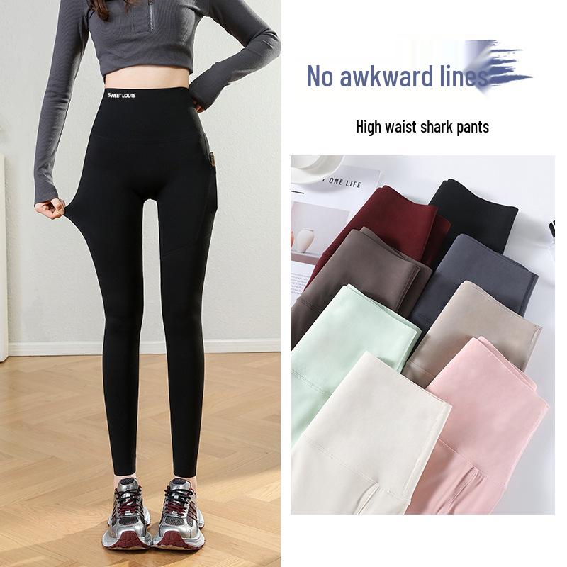 

2026 Women s Shark Yoga Pants: Tummy Control, Butt Lifting, With Pockets – Perfect for Spring & Summer Cycling & Fitness. XXL (141-160 kg)