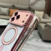 Luxury Transparent for Magsafe Hard PC Case for 18 17 16 15 Pro Max Magnetic Wireless Charge Clear Shockproof Cover