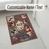 Dog Theme Crystal Velvet Rug Personalized Custom Name Text Soft Floor Mat Home Decor