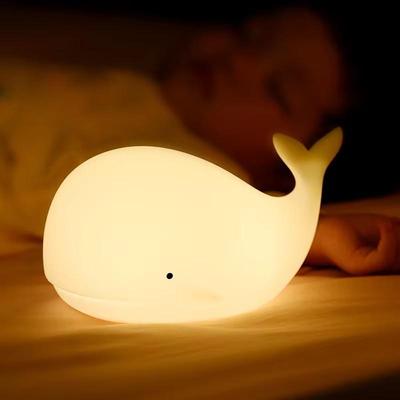 Weiche Silikon Cartoon Whale Nachtlicht Für Kinder Zimmer Dekor USB Aufladbare Kinder Schlafzimmer Schlaf Lampe