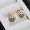 White Natural Heart Pearl Earrings 925 Women,Sterling Silve Fresh water Stud Earrings Pearl Wife Girls Birthday Gift White Black
