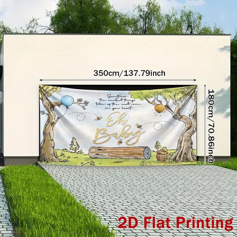 2D Classic Pooh Bear Bee Photography Background Cloth for Gender Reveal