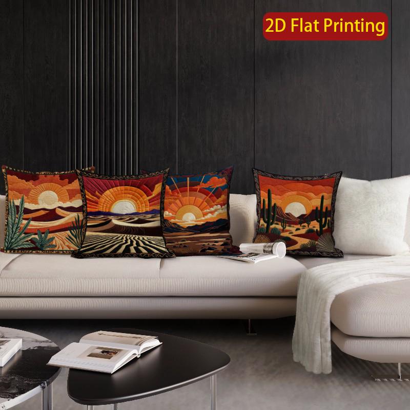 2D Boho Desert Sunset Throw Pillow Covers Pattern Cushion Cover Suitable For Sofa Bedroom Car Pillow Cover