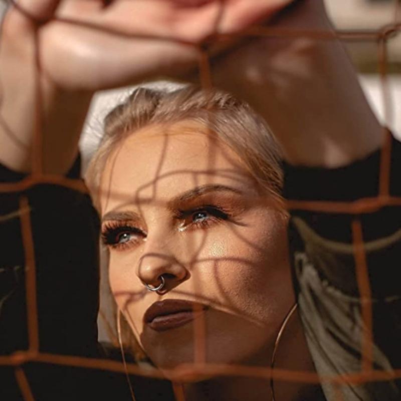 Curved Barbells Fake Nose Ring D-Shaped Tragus Helix Hoop Ring Stainless Steel Septum Ring Piercing Jewelry for Unisex