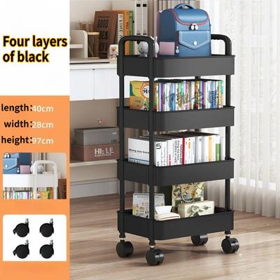 Mobile Storage Rack Trolley Household Kitchen Multifunctional Cart Wheels Large Capacity Household Wheeled Stable Storage Rack