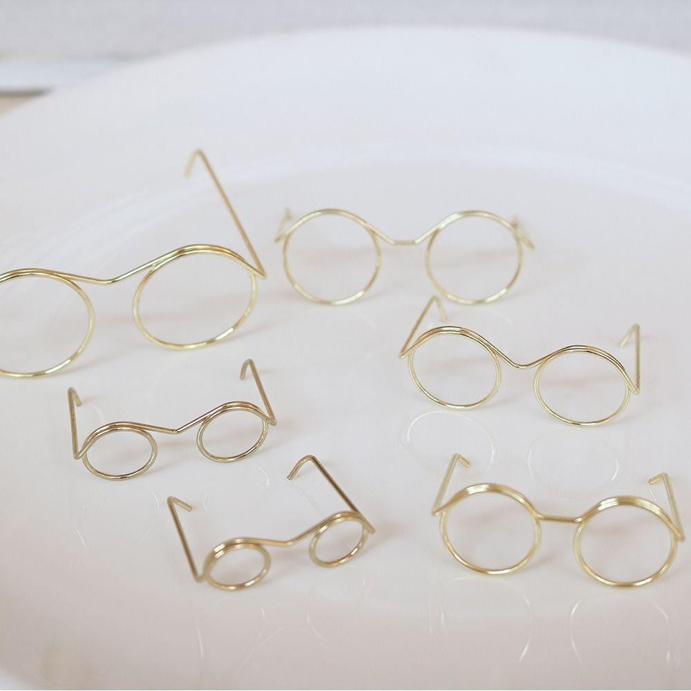 5PCS Black Frame Metal Round Doll Glasses Metal Doll Mini Glasses  Children