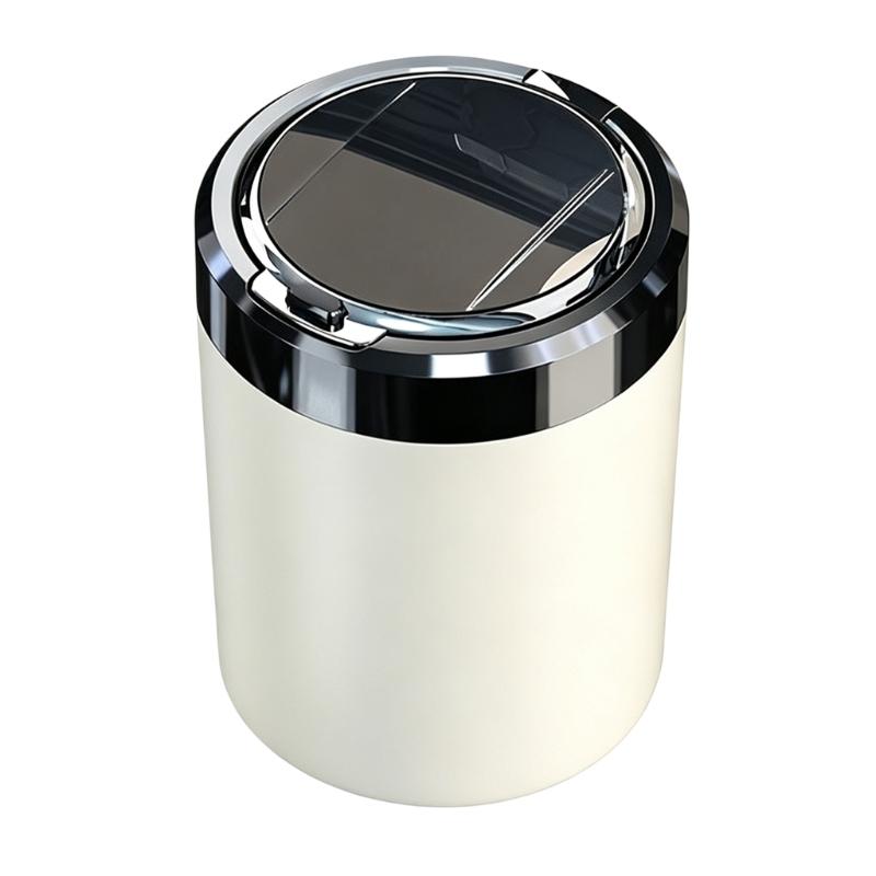 LED Auto Ashtray with Covered Press Lid and Metal Cup, Detachable Design for Car Use in Dim Indoor Rooms