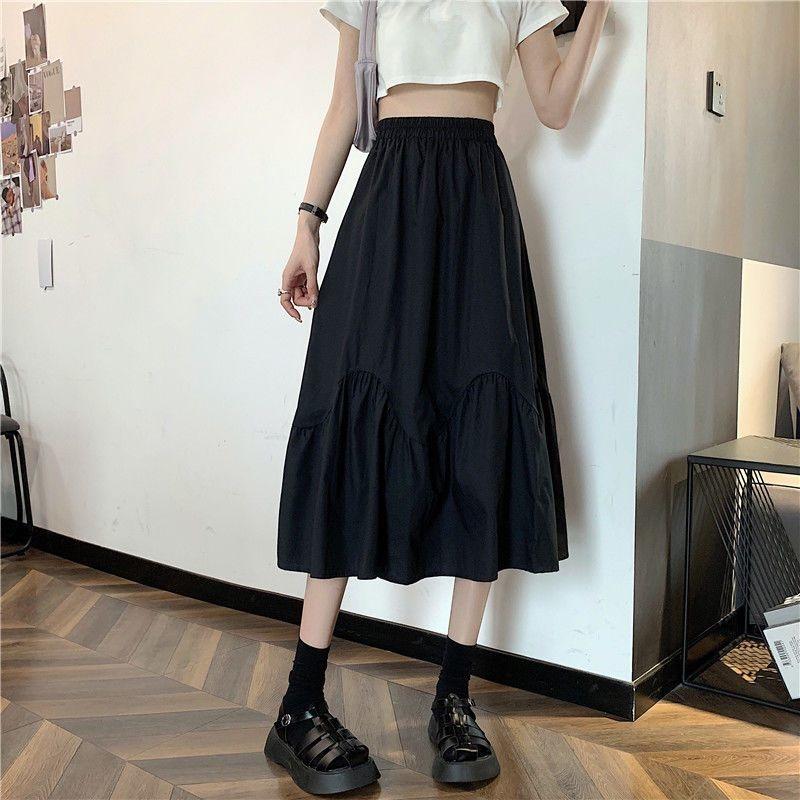 Half Length Skirt High Waist Pleated Summer A-line Large Skirt Skirt Korean Fashion Skirts Clothes for Women