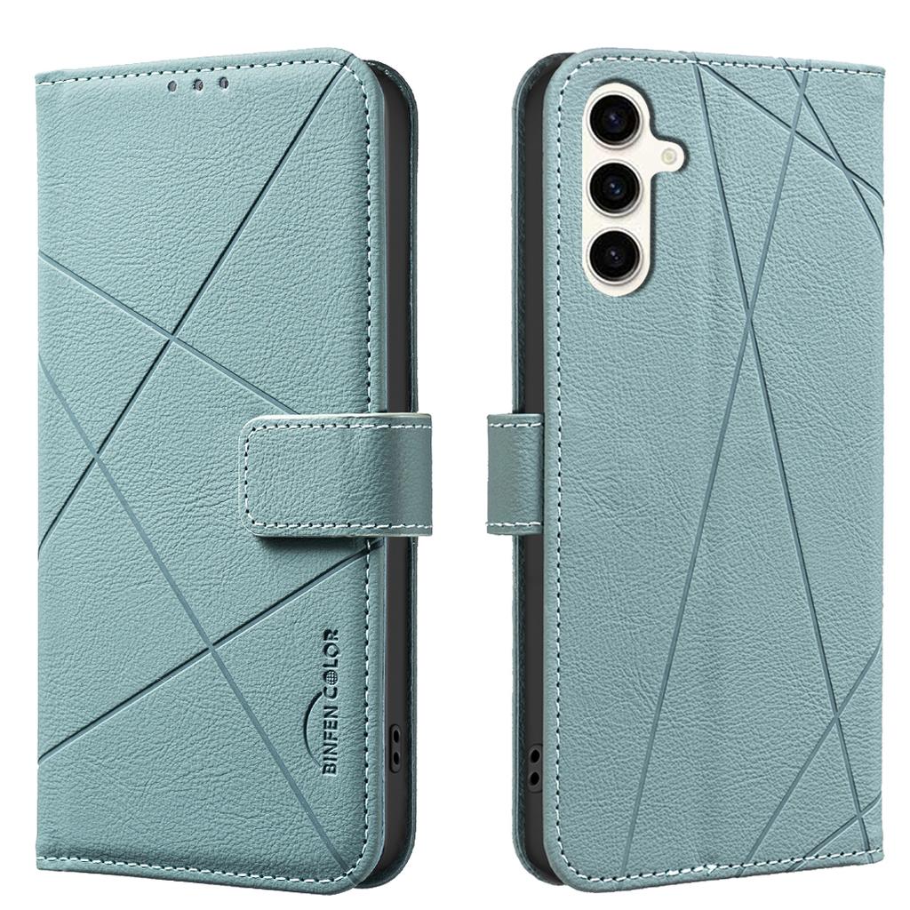 For Samsung Galaxy A15 5G/Galaxy A15 4G Case BINFEN COLOR BF35 Geometry Imprinted Leather Phone Cover RFID Blocking Wallet Stand