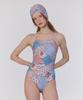 Lupeulupeu [Bohemian Patchwork_Sky Blue] Crossbody One-Piece Swimsuit