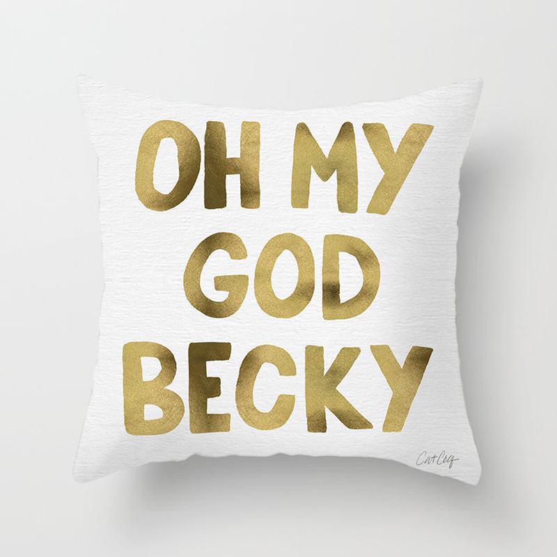 Home Furnishings Simple Golden Sofa Pillow Cover Digitally Printed Car Cushion Cover